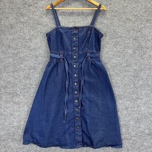 Vintage Joni Blair Dress Juniors 13 Blue Denim Button Front Belted Sundress